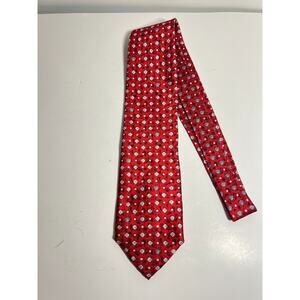 VTG Gianni Versace 100% Silk Red Geometric Floral Neck Tie Italy 57" x. 3.75"